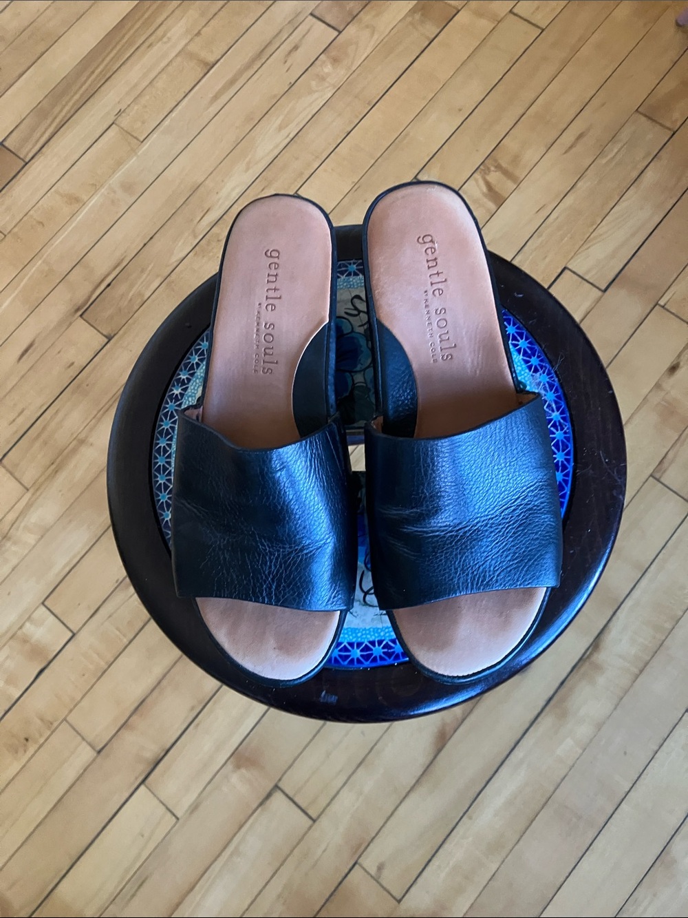 gentle souls Black Leather Slide Mules